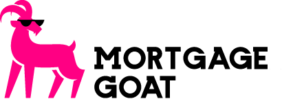 Mortgage Goat Logo in pink and black with Graphic and Mortgage Goat text